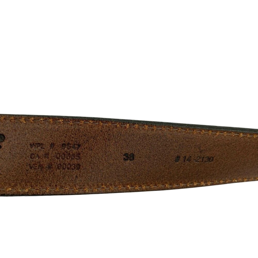 Vintage Eddie Bauer Mens Leather Belt Size 38 Solid Brass Buckle USA Made - Picture 12 of 14